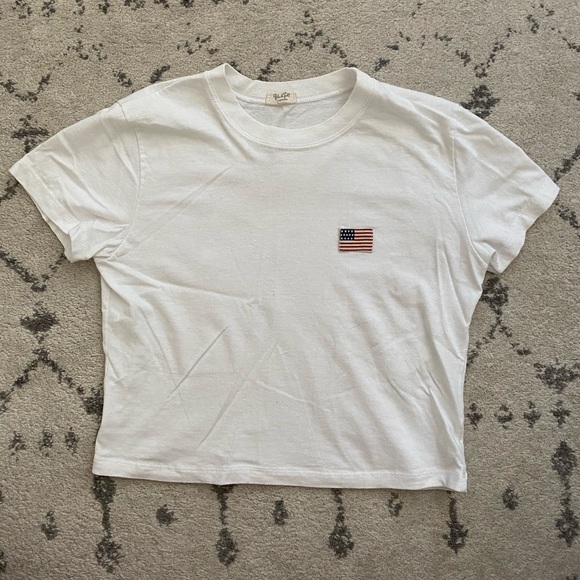 Brandy Melville Tops - white american flag patch crop tee